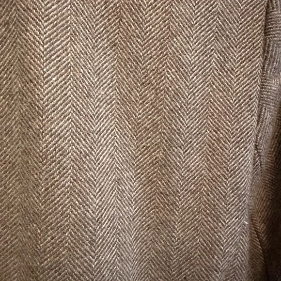 Zara mid-length tweed herringbone wool winter coat - long, oatmeal brown - Picture 7 of 16